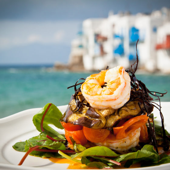 Prawn starter on the sea