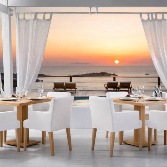 Sunset Restaurant View at Tharroe of Mykonos hotel